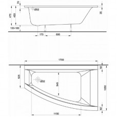 KOLO CLARISSA асимметричная ванна 170*105 см, правая XWA0870000