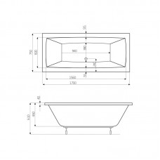 ROCA VITA ванна 1700*750мм, с ножками A24T066000
