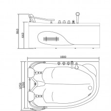 APPOLLO Ванна Угловая без гидромассажа 1800*1240*660 мм, левая, (рама + ножки + лицевая панель) TS-0929