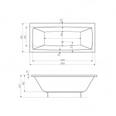 ROCA VITA ванна 1800*800мм, с ножками A24T074000