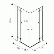 KOLO NEXT кабина квадратная 90 x 90 см, прозрачный стекло, хром HKDF90222003