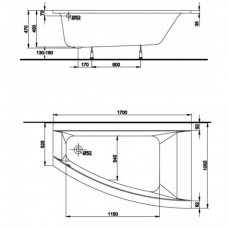 KOLO CLARISSA асиметричная ванна (160*100 см), левая ванна+ноги XWA0861