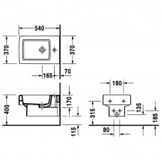 DURAVIT VERO биде подвесное (37*54 см ), черное 2239150800