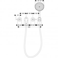 HANSGROHE Axor Citterio Смеситель для ванны, двухвентильный, на 4 отверстия