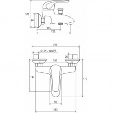 RAVAK RS 022.00/150 смеситель для ванны X070011