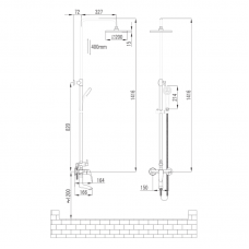 JESENIK душевая система (смеситель для душа, верхний и ручной душ, 3 режима, шланг 1,5м) T-10140