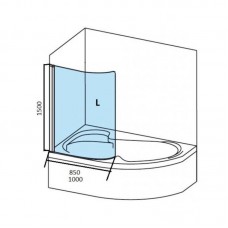 Шторка для ванны CVSK1- 140/150 L Полир. Алюминий (7QLM0C00Y1) 85х150