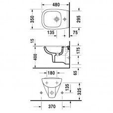 DURAVIT D CODE биде подвесное компакт 35*48см, с переливом, с плоскостью под смеситель 22371500002