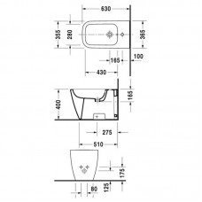 DURAVIT HAPPY D 2 биде напольное 36,5*63см 2259100000