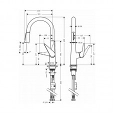 HANSGROHE Talis S Смеситель для кухни, однорычажный, с выдвижной лейкой, цвет нержавеющая сталь 72813800