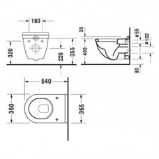 DURAVIT STARCK 3 набор: унитаз 360x540 мм подвесной, верт. смыв, с крышкой с автоматич. закрыванием 42000900A1