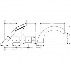 HANSGROHE Axor Starck Смеситель для ванны, на 4 отверстия, монтаж на плитку 10466000