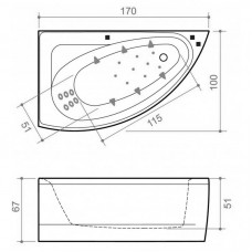 Idea 17 ванна 170x100x67 см правая (система S3, панель Е15)