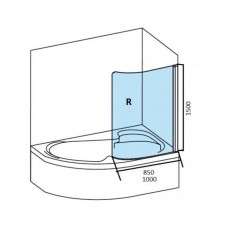 Шторка для ванны CVSK1- 160/170 R Полир. Алюминий (7QRS0C00Y1) 100х150