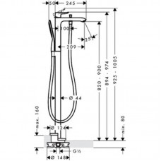 HANSGROHE Metris Смеситель для ванны, напольный 31471000