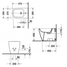 DURAVIT HAPPY D 2 биде напольное 36,5*57см 2267100000