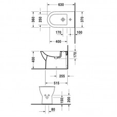 DURAVIT DARLING NEW биде напольное (370 x 630мм) с переливом, с плоск под смес, включая крепление 2251100000