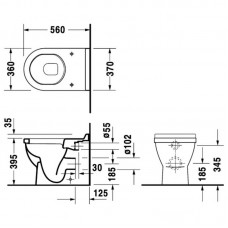 DURAVIT STARCK 3 унитаз напольный 36*56см для независимого подключения воды, с вертик смывом 0124090000