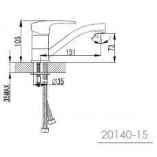 JESENIK смеситель для кухни, хром, 35 мм 20140-15