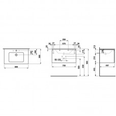 Мебельный комплект Laufen-Pro S 80 см. (тумба+умывальник+ящик) (белый) (8.6096.4.463.104.1)