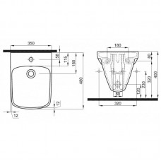 KOLO NOVA PRO биде 48см, подвесное, прямоугольное M35104000