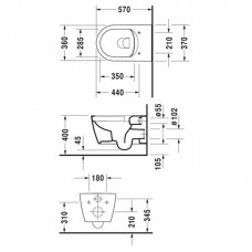 DURAVIT ME BY STARCK унитаз подвесной 37*57см, Rimless 2529090000