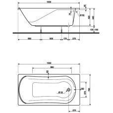 KOLO COMFORT ванна 150x75 прямоугольная в комплекте с сифоном Geberit 150.520.21.1, с ножками XWP305000G