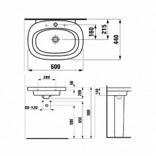 Умывальник Laufen-MIMO 600х440 мм (белый-черный) (8.1155.3.017.104.1)