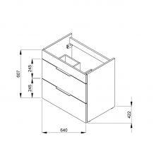 ROCA SUIT тумба 640*422*620мм, с раковиной с 1-м отв. под смес. посредине, подвесная, белый глянец A851180806