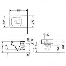 DURAVIT VERO подвесной унитаз (в.смыв, с антивсплеском), 370х540 мм 2217090064